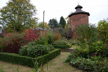 the dovecote in its garden setting